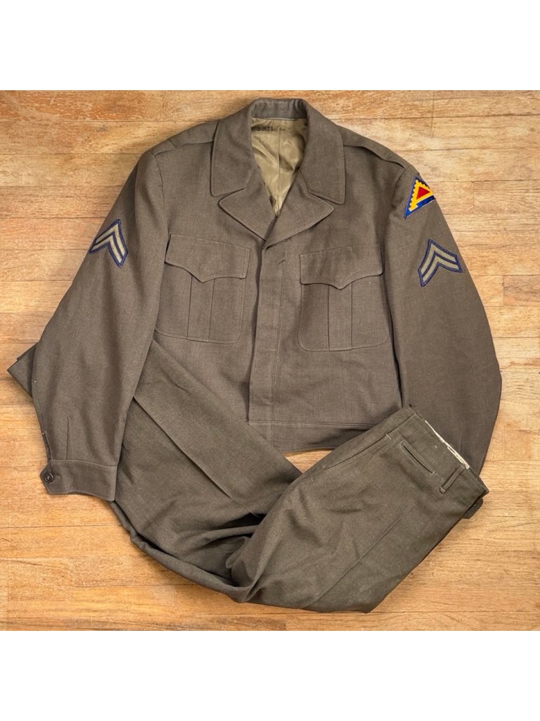Vintage Mens 1940s Military Officer Uniform 42 Blazer 34x31 Pants Wool Suit Set